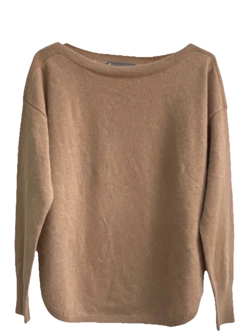 Elliott Lauren Beige 100% Cashmere Crew Neck Pullover Sweater Long Sleeve M